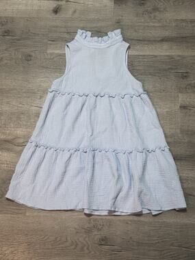 Pomander Place Tuckernuck Blue Tiered Morgan Dress Mock Neck Sz XS Gauze